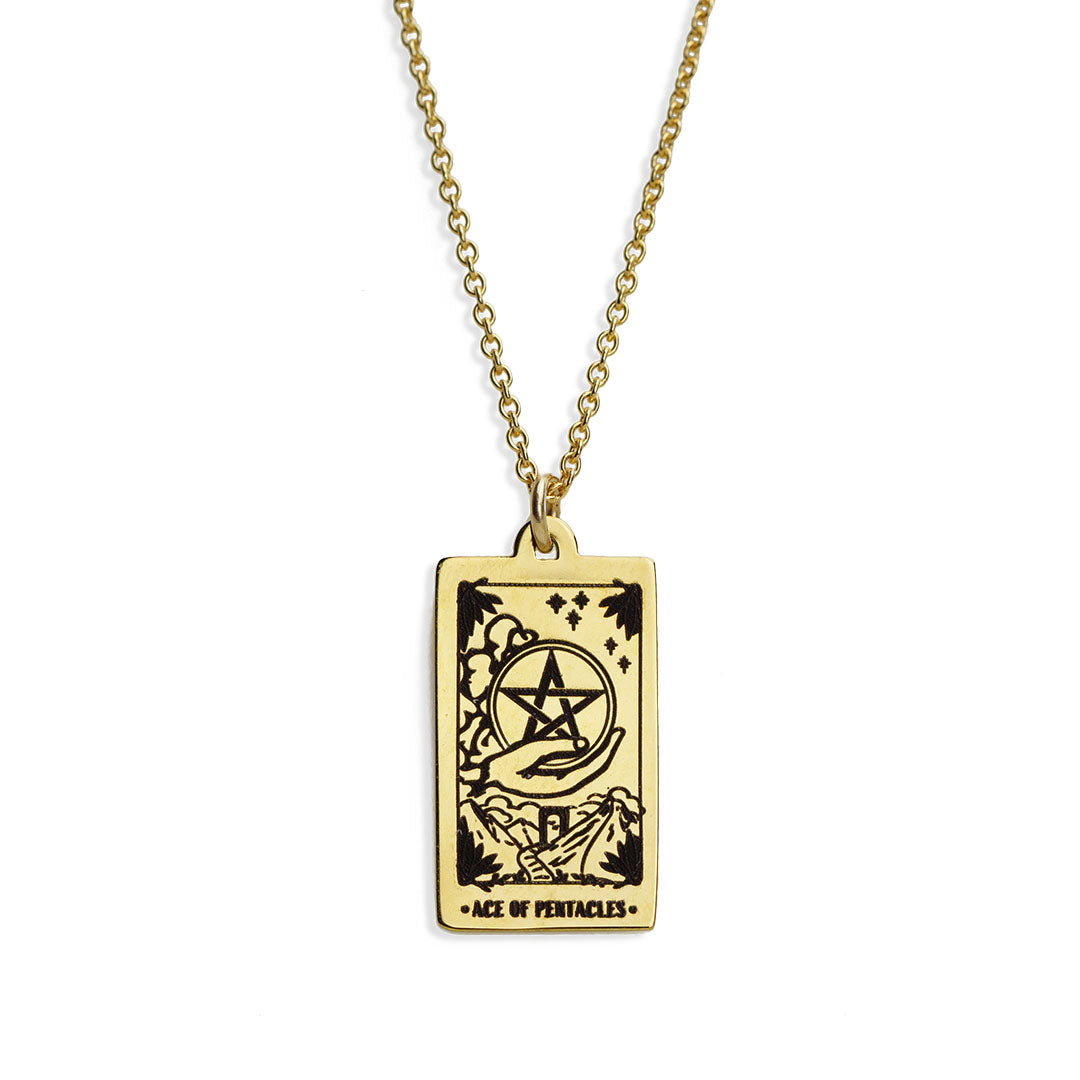 Tarot Ace Of Pentacles necklace pendant 14K gold filled jewellery