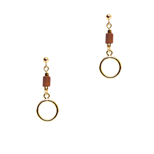 Cinnamon Scroll Drop Earrings - Gold and Jasper