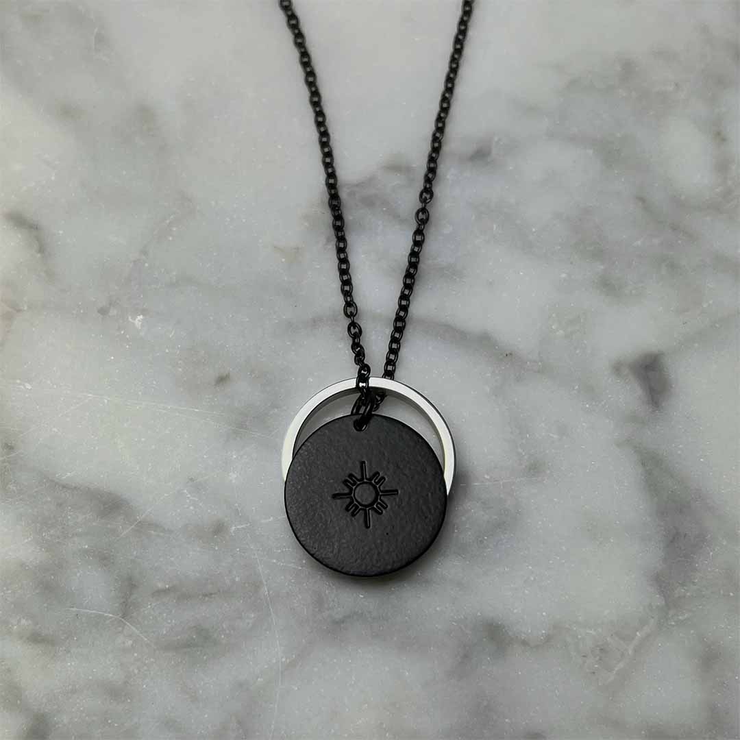 Hopi Sun and Ring of Fire Pendant - Black and Rhodium