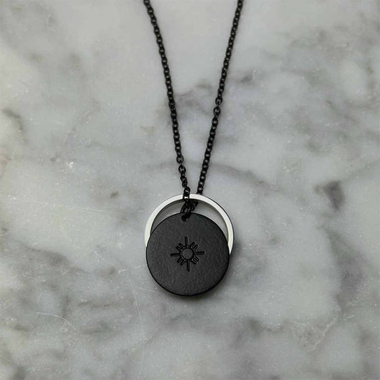 Hopi Sun and Ring of Fire Pendant - Black and Rhodium
