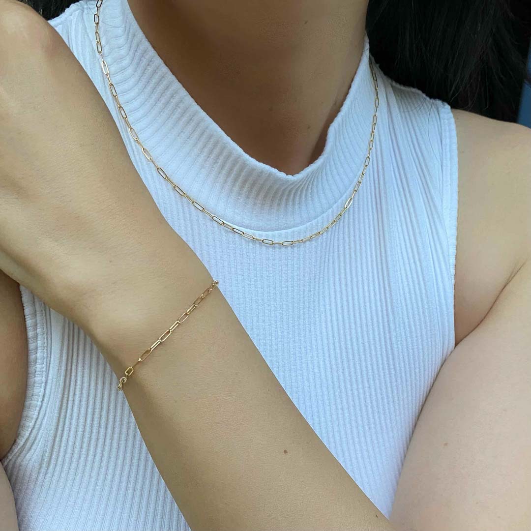 model wearing Link Chain Bracelet - Gold