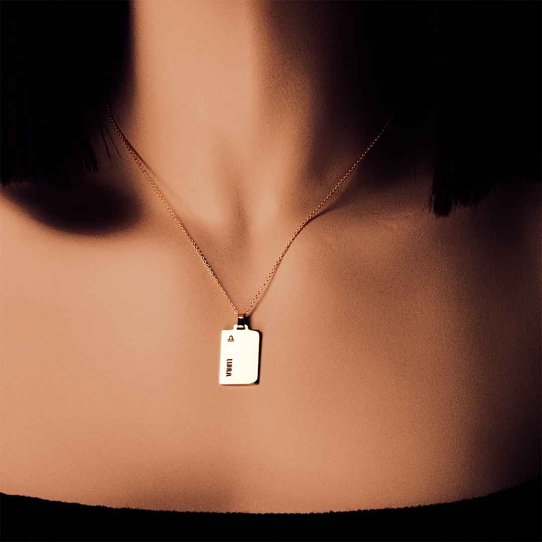 Model wearing Libra Necklace - Gold