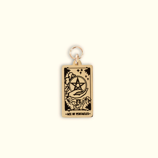 Ace Of Pentacles Tarot Charm - Gold