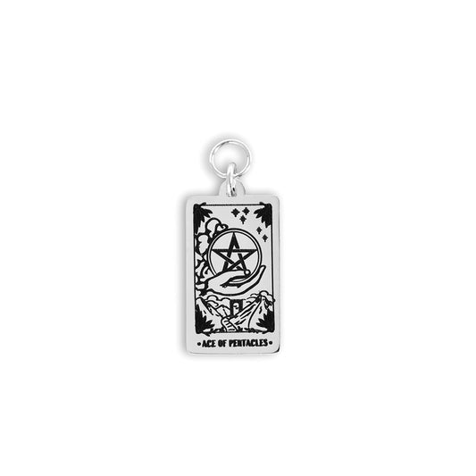 Ace Of Pentacles Tarot Charm - Silver