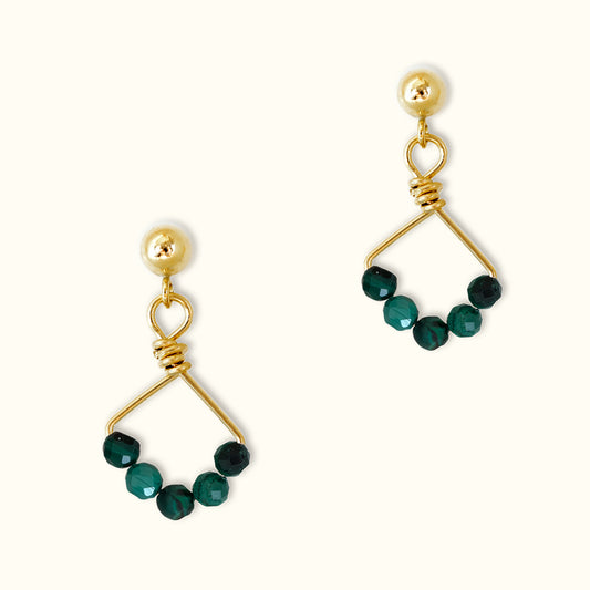 Angel 5 Earrings - Gold and Malachite