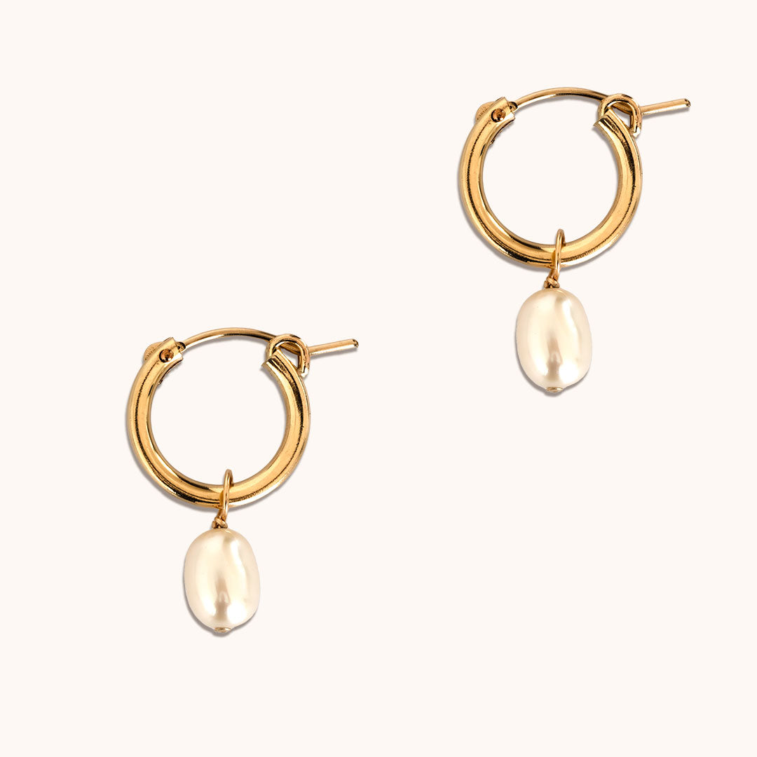 Pearl Charmed Hoop Earrings - Gold and Pearl