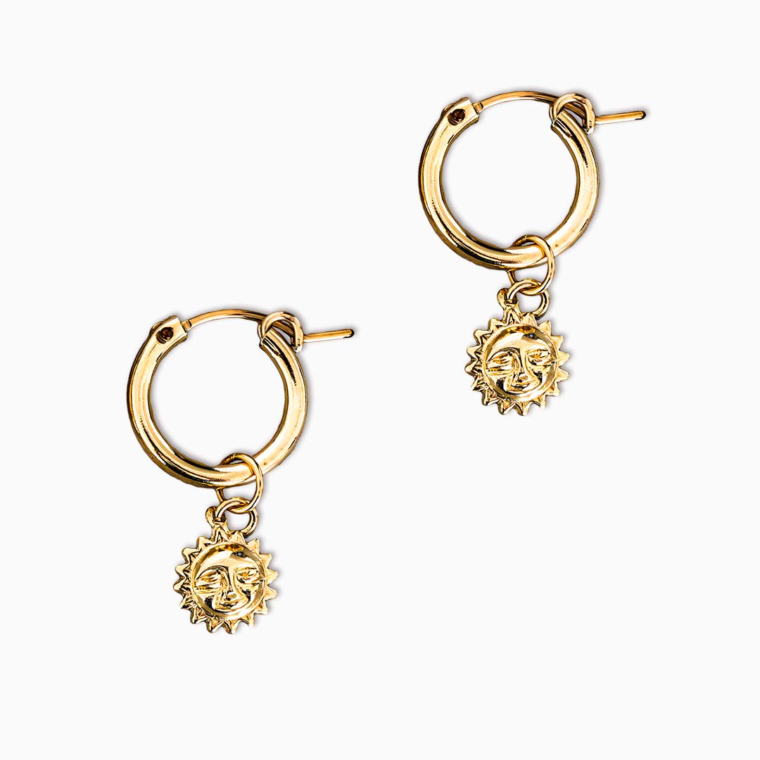 Sun Charmed Hoop Earrings - Gold