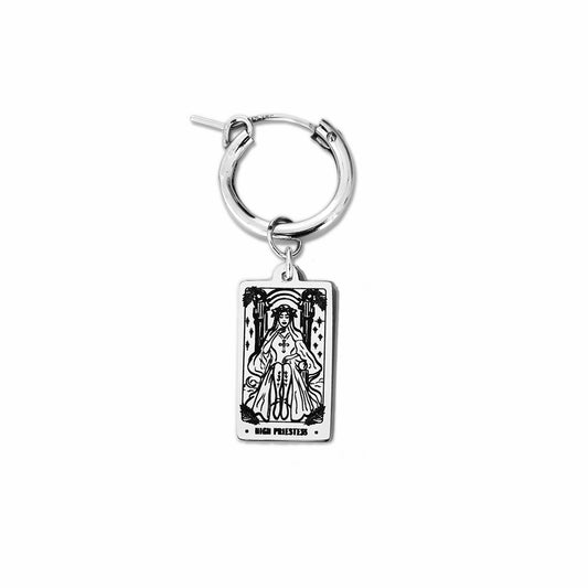 High Priestess Tarot Hoop Earring - Silver