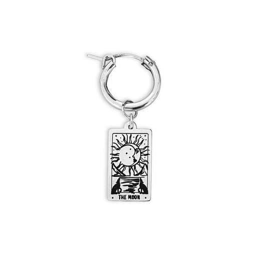 Moon Tarot Hoop Earring - Silver