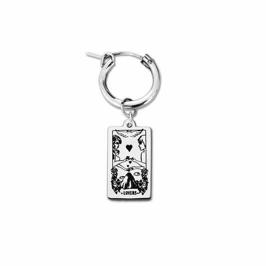 Lovers Tarot Hoop Earring - Silver