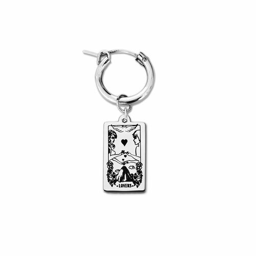 Lovers Tarot Hoop Earring - Silver