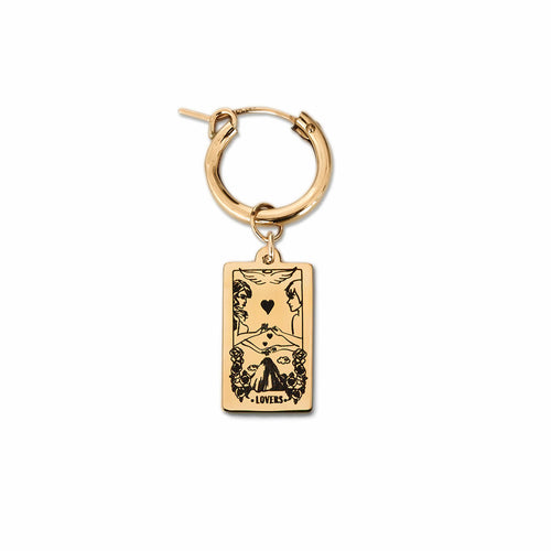 Lovers Tarot Hoop Earring - Gold