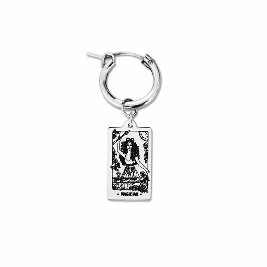 Magician Tarot Hoop Earring - Silver