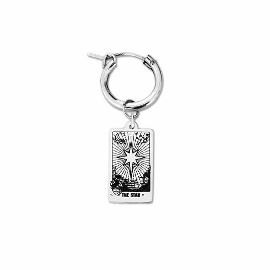 Star Tarot Hoop Earring - Silver