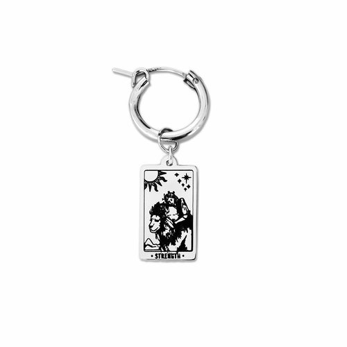 Strength Tarot Hoop Earring - Silver