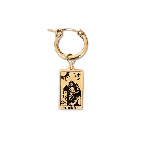 Strength Tarot Hoop Earring - Gold