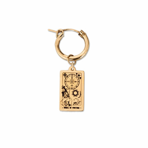 Wheel Of Fortune Tarot Hoop Earring - Gold