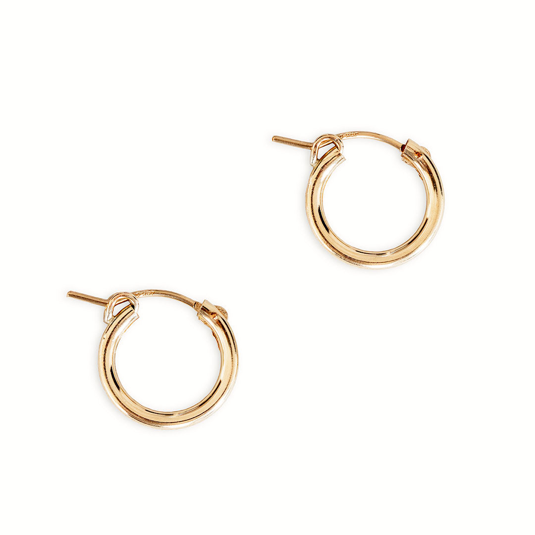 Classic Gold Hoop Earrings 15mm - Gold