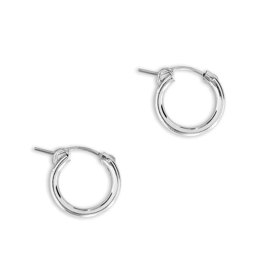 Classic Silver Hoop Earrings 15mm - Silver