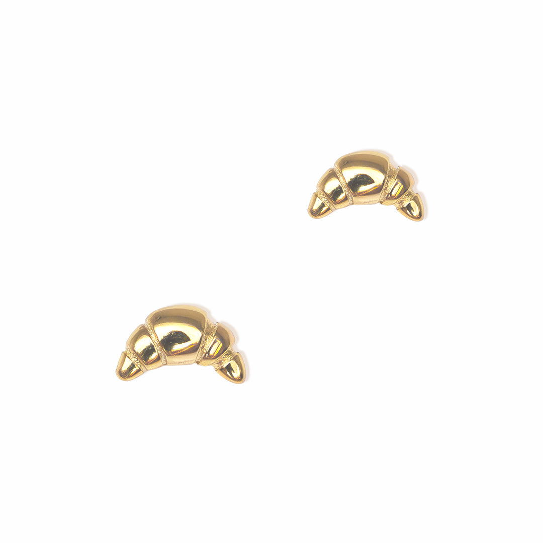 Dainty Croissant Stud Earrings - Gold