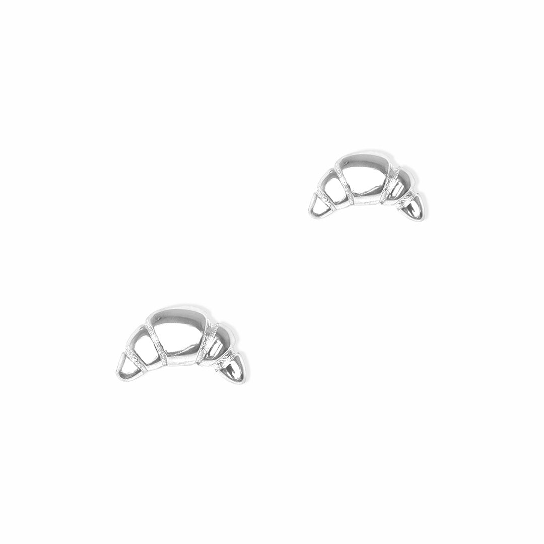 Dainty Croissant Stud Earrings - Silver