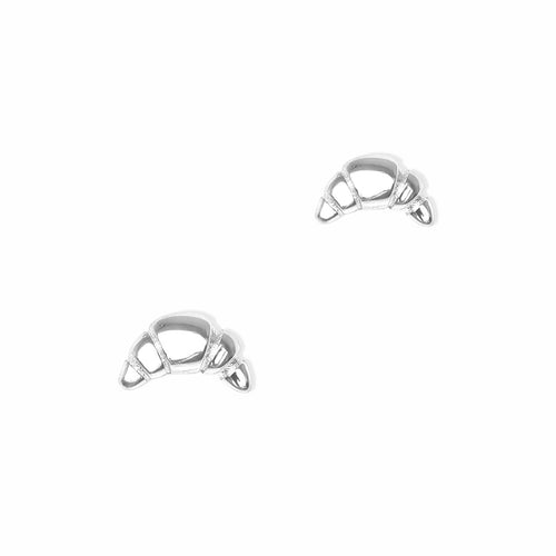 Dainty Croissant Stud Earrings - Silver