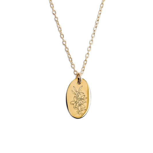 Australian Native Flower by birthmonth collection necklace Crowea_necklace_gold
