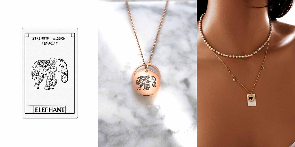 Elephant necklace nad Meaning Card