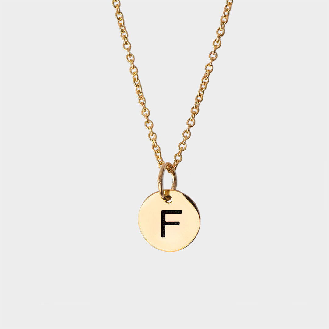 Initial Necklace F - Gold