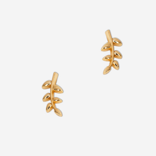 Dainty Leaf Earrings - Gold