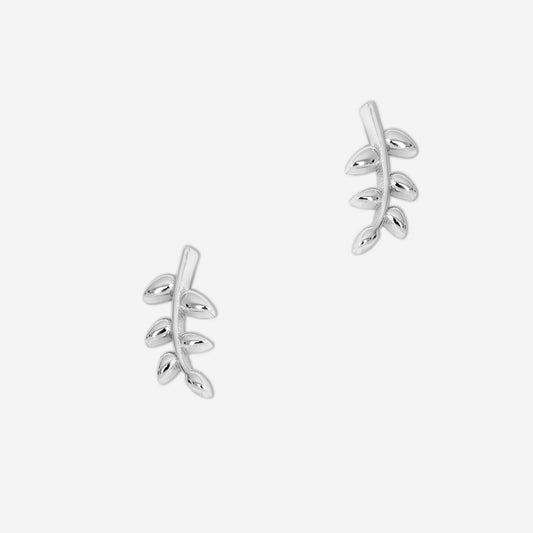 Dainty Leaf Earrings - Silver