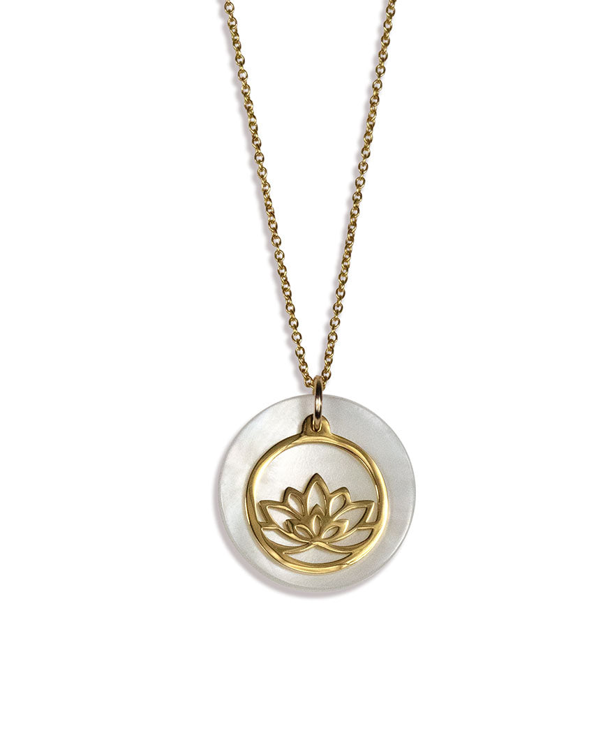 Lotus Bloom Necklace - Gold and Mother Of Pearl