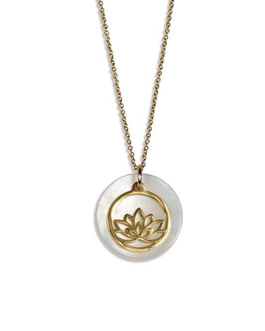 Lotus Bloom Necklace - Gold and Mother Of Pearl