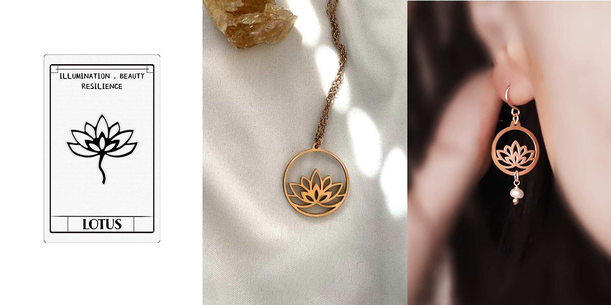 Lotus necklace and meaning card layout