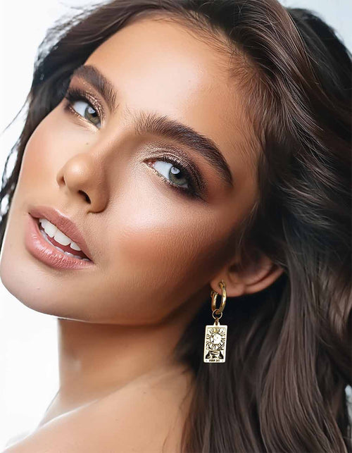 Moon Tarot Hoop Earring - Gold