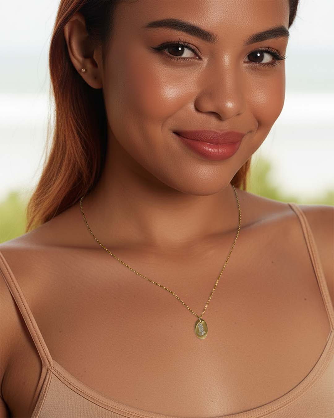 Model wearing Bottlebrush Necklace - Gold