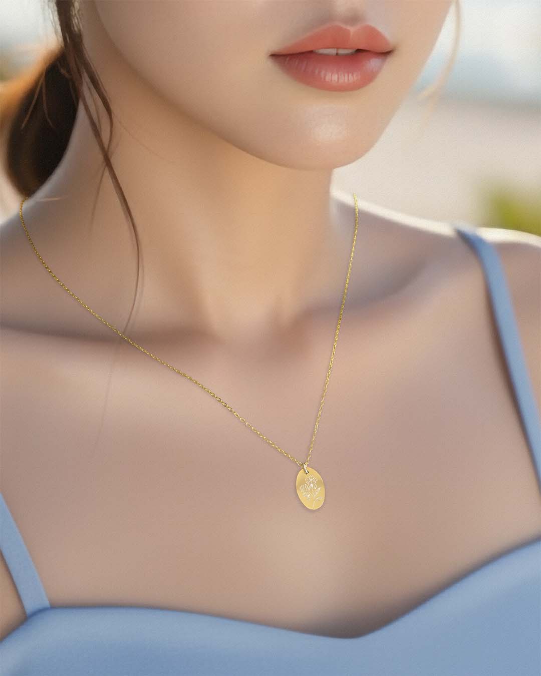 Model wearing Hibbertia Necklace - Gold