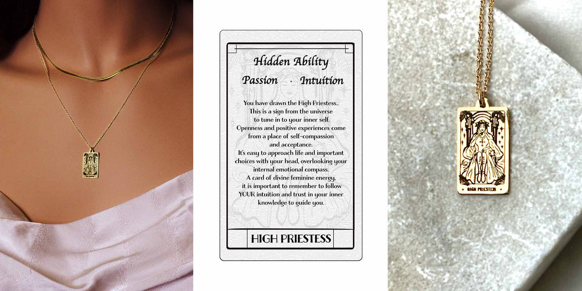 High Priestess Tarot necklace and meanign card