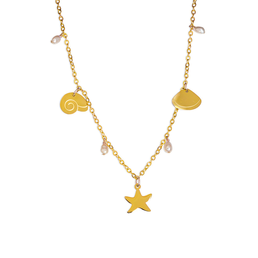 Seashore Necklace - Gold and Pearl