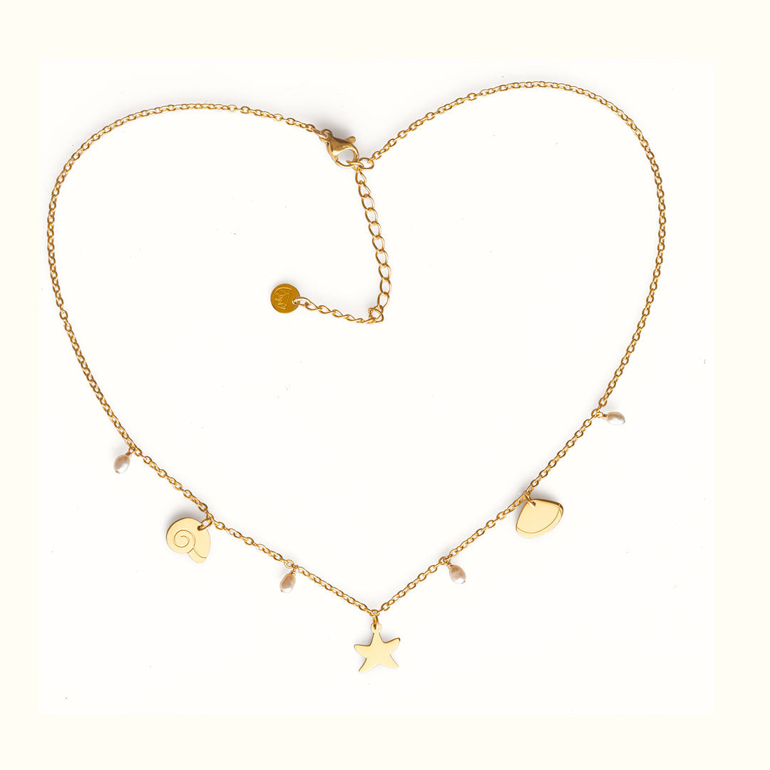 Seashore Necklace - Gold and Pearl