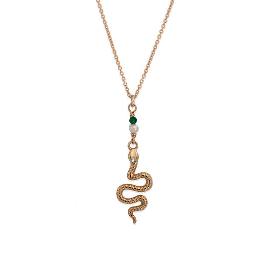 Serpent Necklace - Gold and Pearl