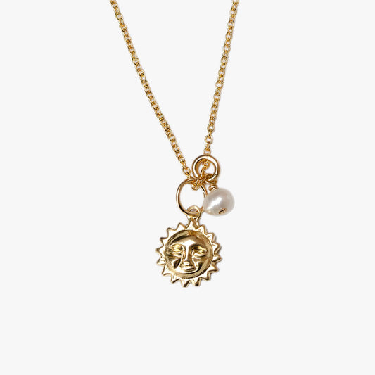 Sun Necklace - Gold Pearl