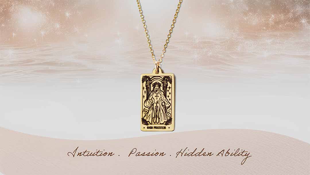 Tarot High Priestess Necklace gold with meaning