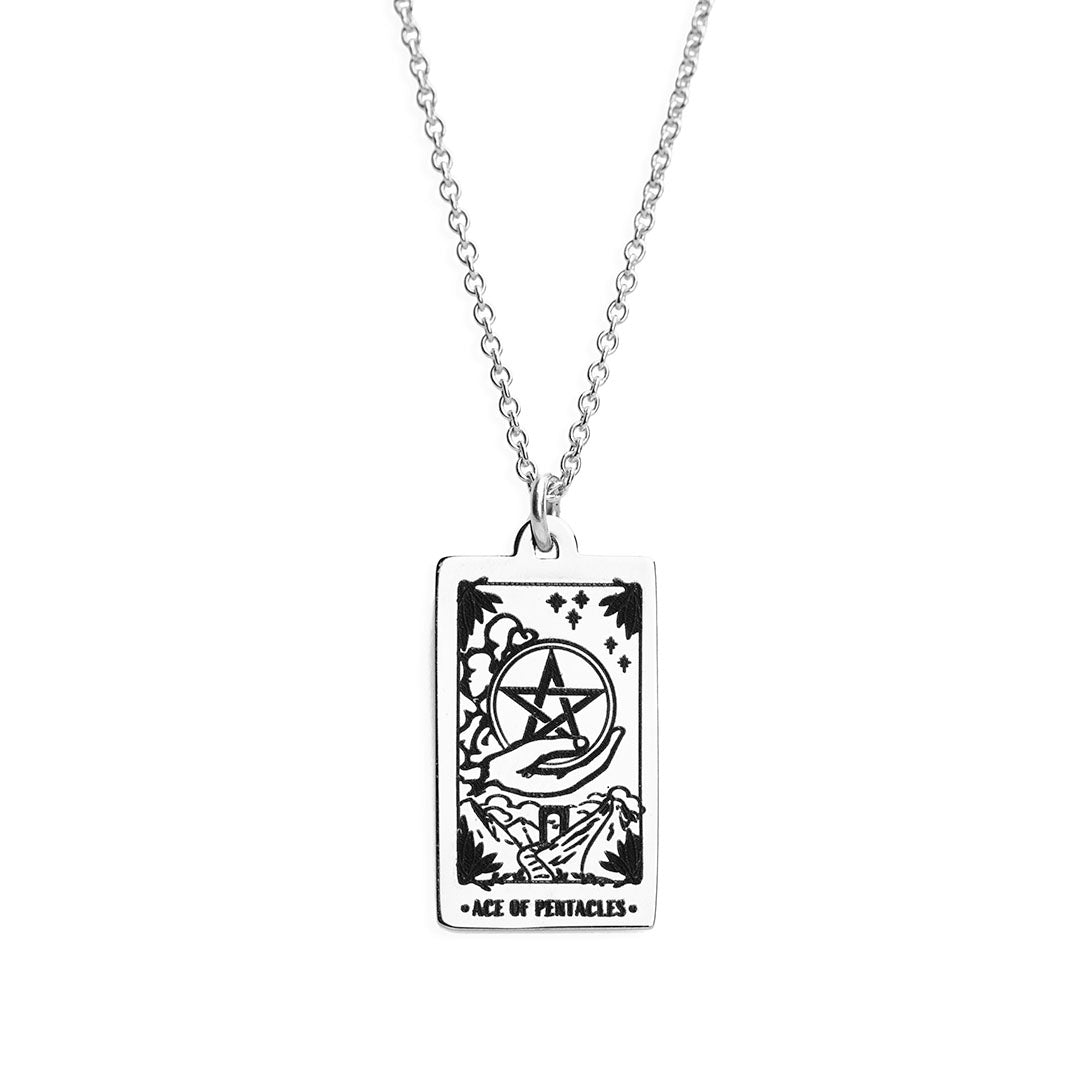 Tarot Ace Of Pentacles Necklace - Silver