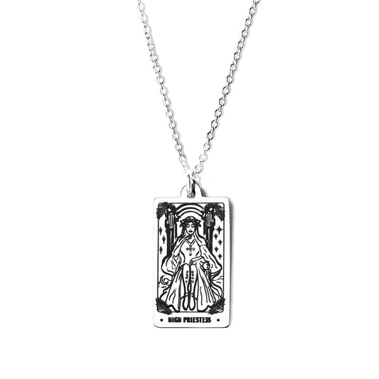 Tarot High Priestess Necklace - Silver