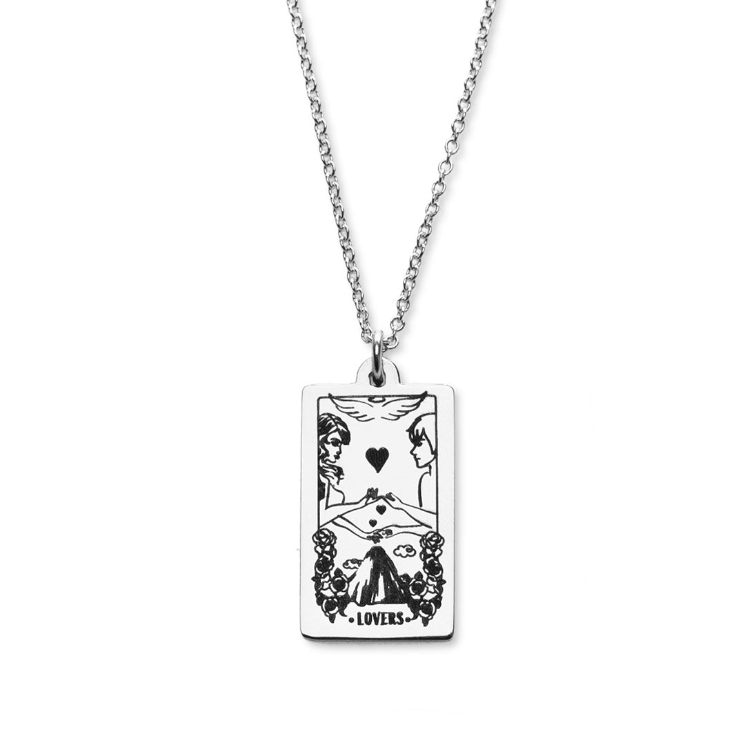 Tarot Lovers Necklace - Silver