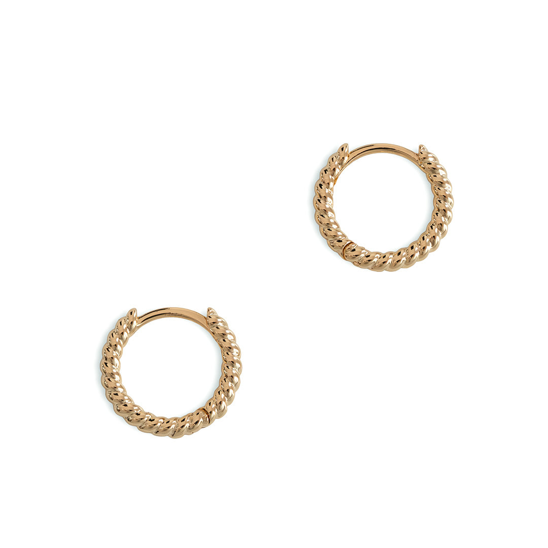 Twisted Gold Hoop Earrings 12mm - Gold