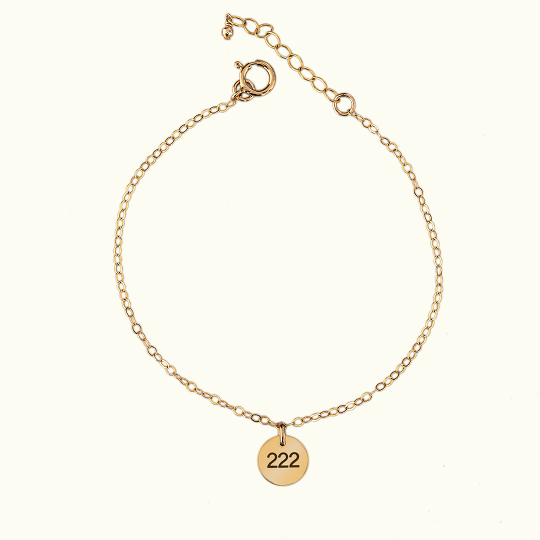 222 Angel Number Bracelet - Gold