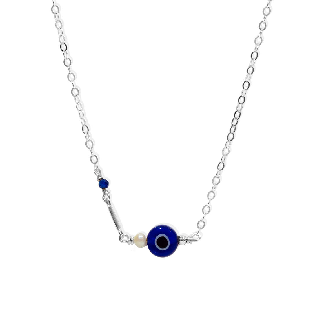 Resilience Evil Eye Necklace - Silver and Pearl