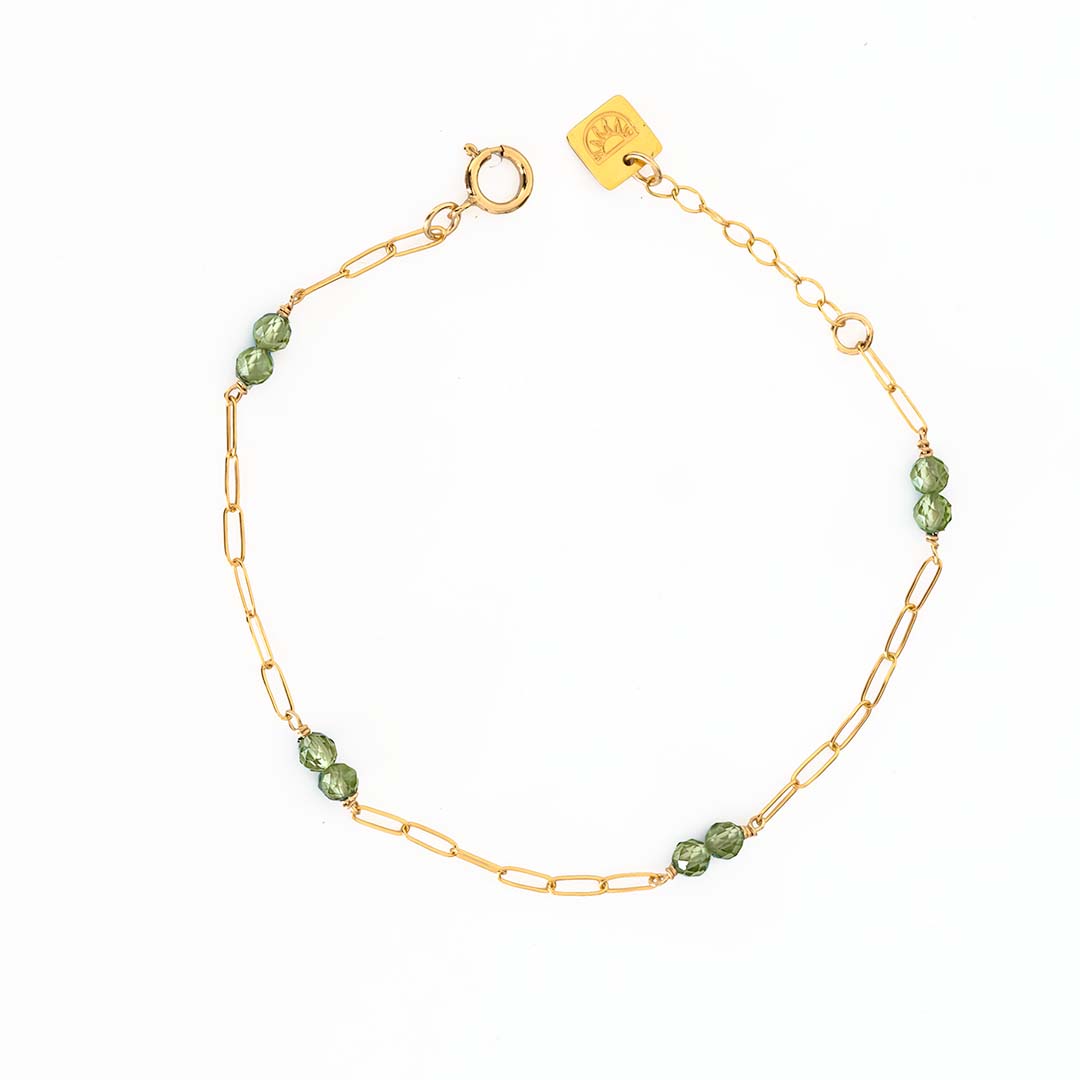 Lola Gemstone Bracelet - Gold and Peridot